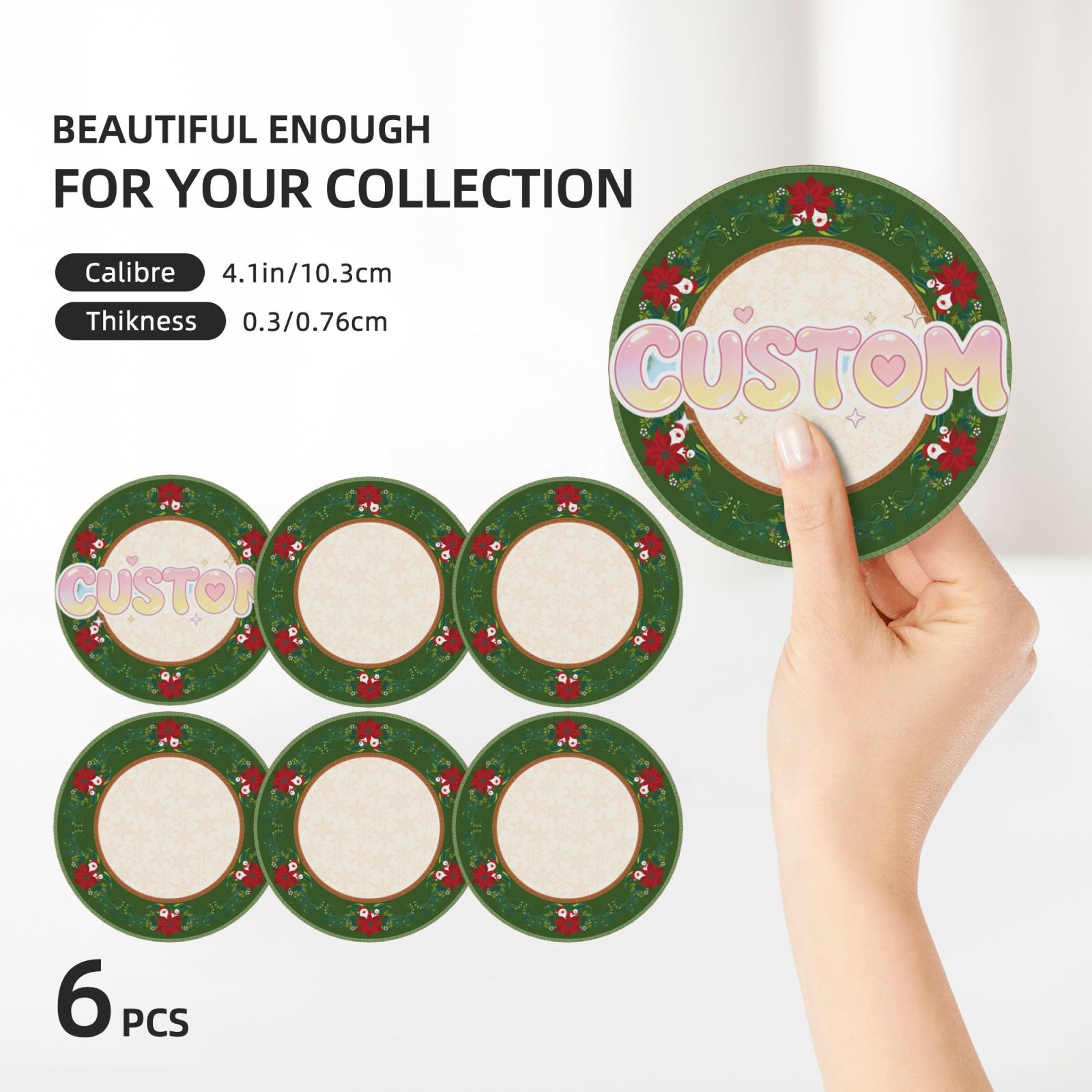 Coasters Set of 6 -  Ceramic With Holder and Cork Base for Women Men, Various Cups, Tables & Home Decor