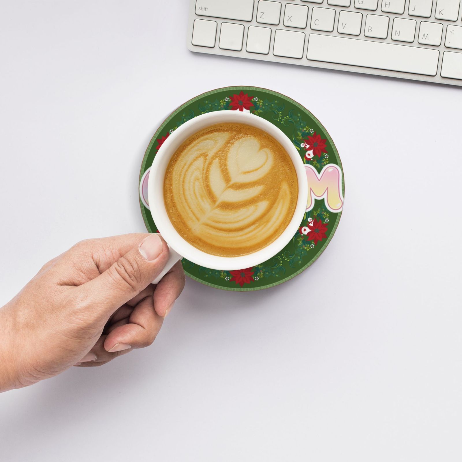 Coasters Set of 6 -  Ceramic With Holder and Cork Base for Women Men, Various Cups, Tables & Home Decor