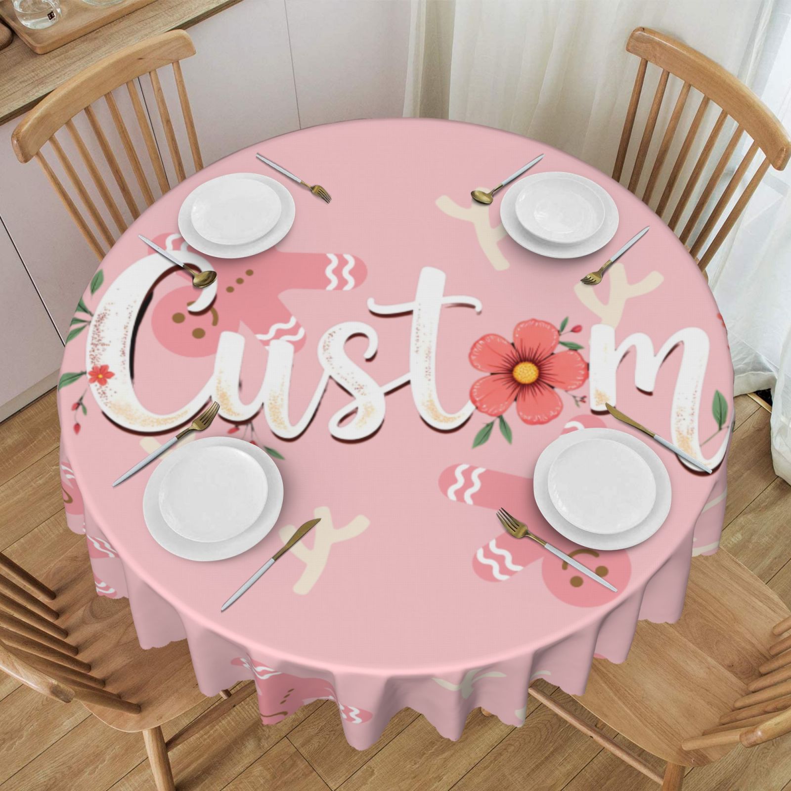 Round Party Table Cloth 60 Inch Washable Reusable Polyester  Round Tablecover for Picnic Camping Comedor