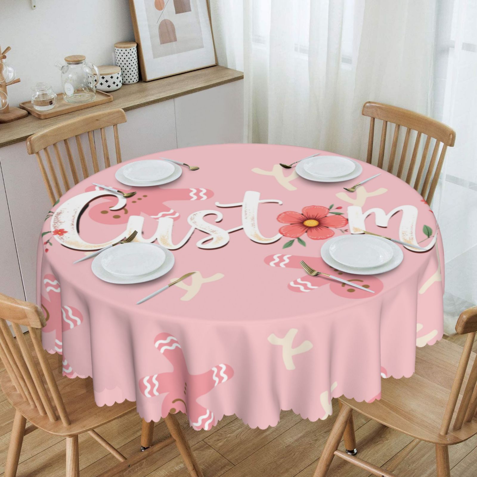 Round Party Table Cloth 60 Inch Washable Reusable Polyester  Round Tablecover for Picnic Camping Comedor