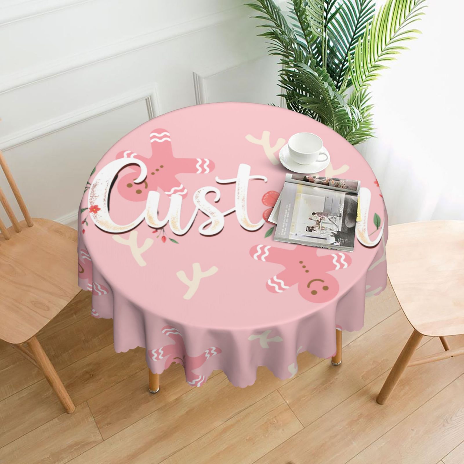 Round Party Table Cloth 60 Inch Washable Reusable Polyester  Round Tablecover for Picnic Camping Comedor