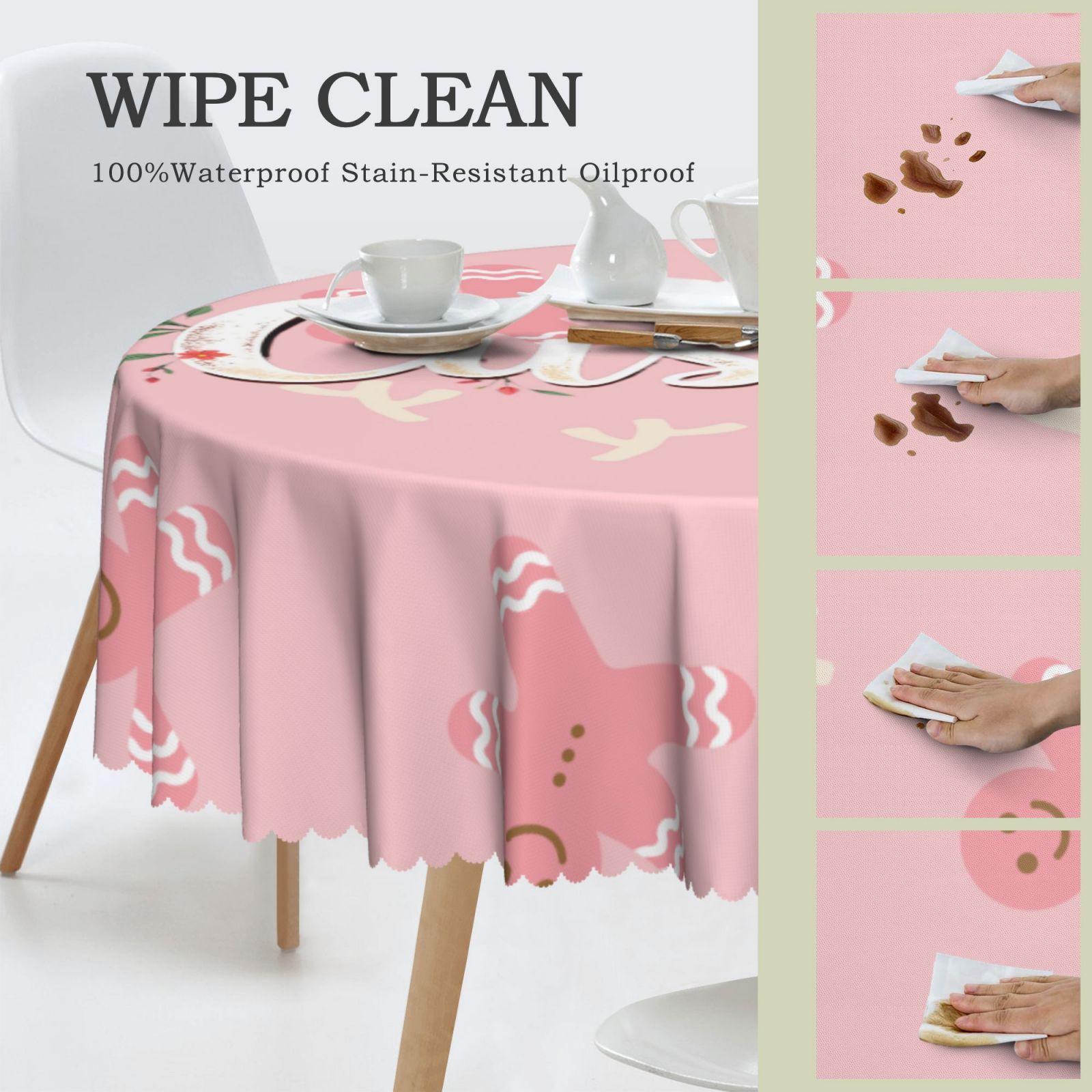 Round Party Table Cloth 60 Inch Washable Reusable Polyester  Round Tablecover for Picnic Camping Comedor