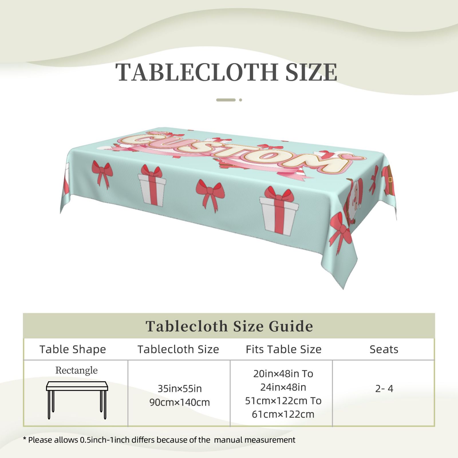 Large Table Cloths 35x55in , Long Rectangular Table Cloth, Washable Polyester Fabric Tablecloth 