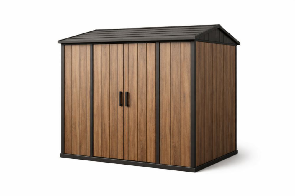 Capannone da Giardino in Resina e Metallo Marrone/Nero-Finevaro