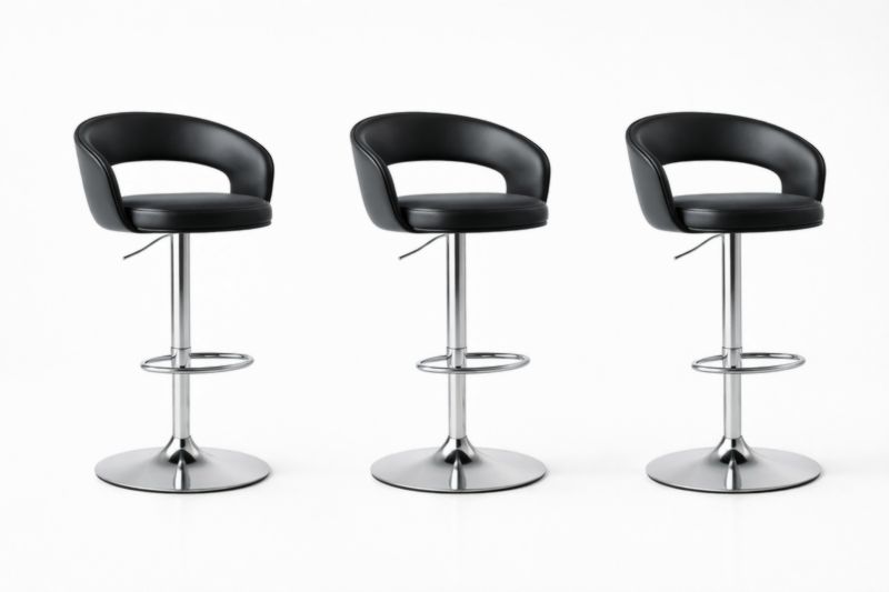 Set di 3 Sgabelli Bar Regolabili in Pelle Sintetica e Base in Acciaio-Finevaro