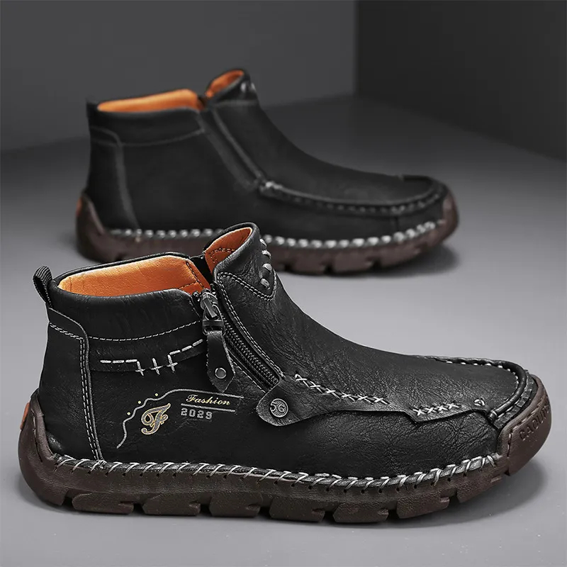 (🔥CLEARANCE SALE - 70% OFF)MEN'S CASUAL HANDMADE LEATHER BOOTS - PREVENT FOOT DISEASES