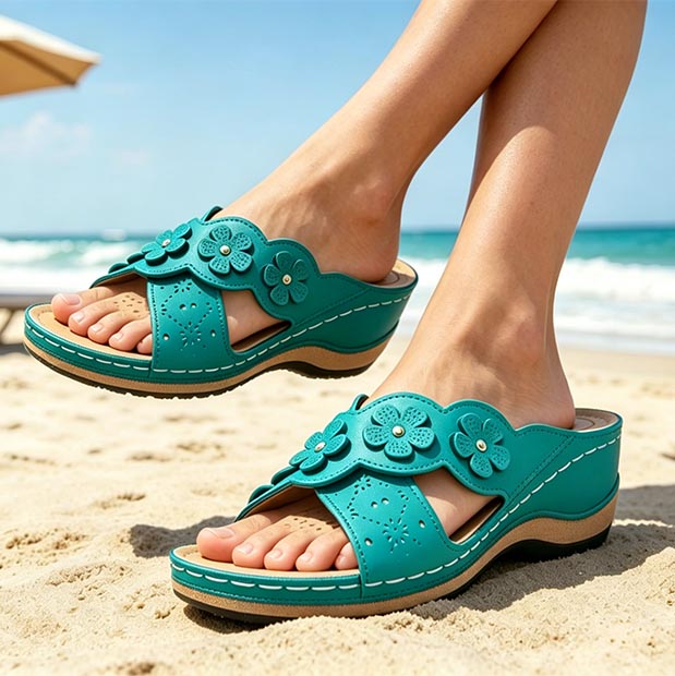 Womens Arch Support  Floral Vintage Wedge Sandals