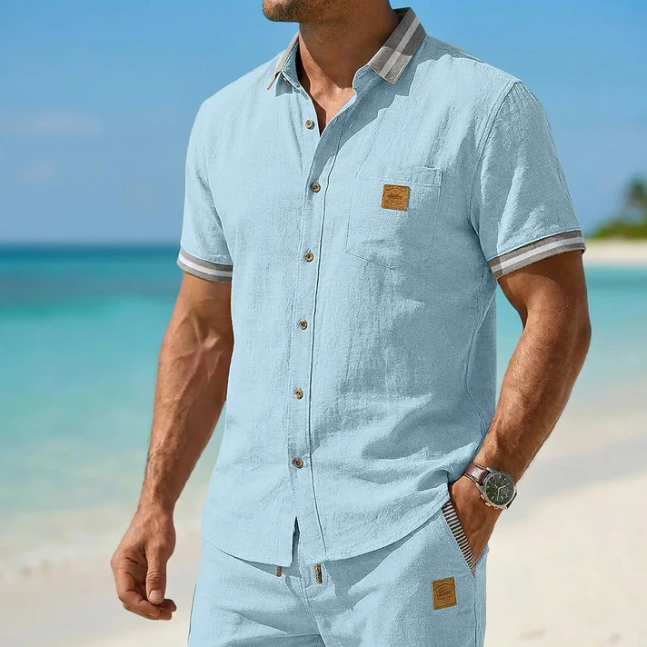 Men's Cotton Linen Button-Up Shirt