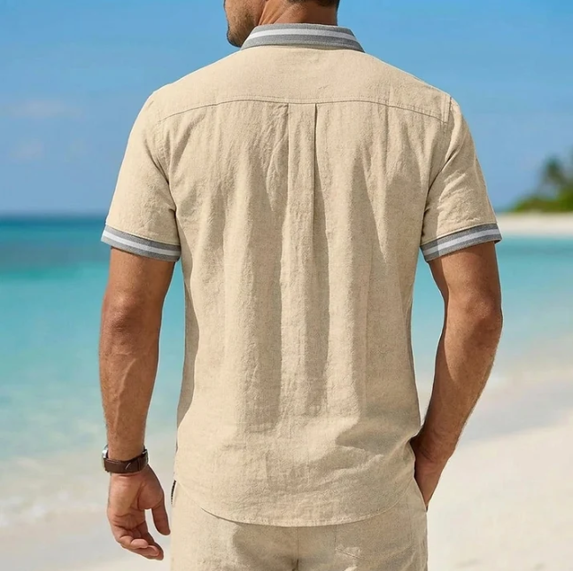 Men's Cotton Linen Button-Up Shirt