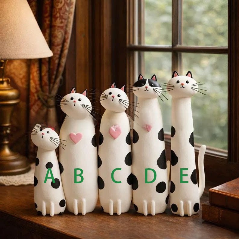 Whimsical and quirky cat figurines