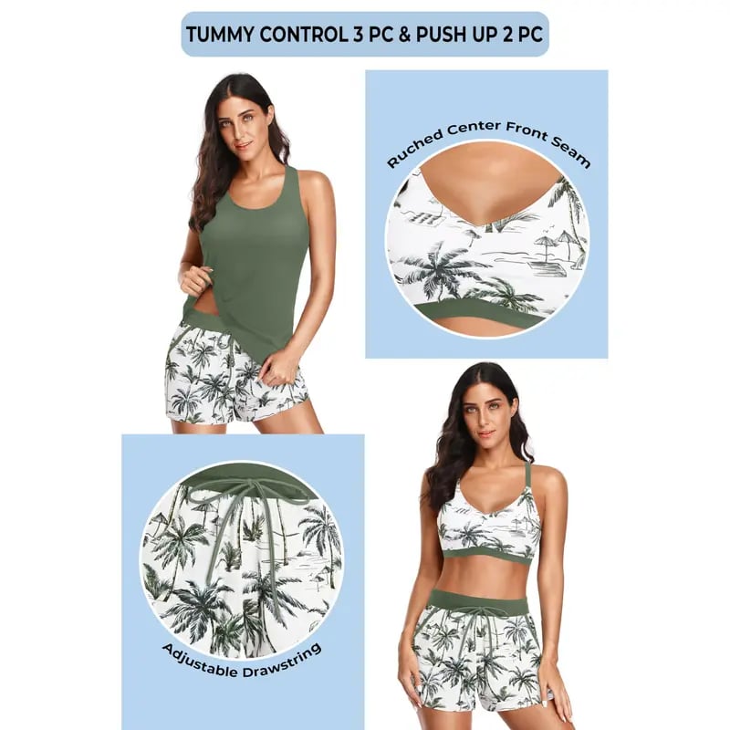 ⏰LAST DAY 55% OFF - 3 Piece Tankini with Shorts 🔥 Buy 2 Free Shipping