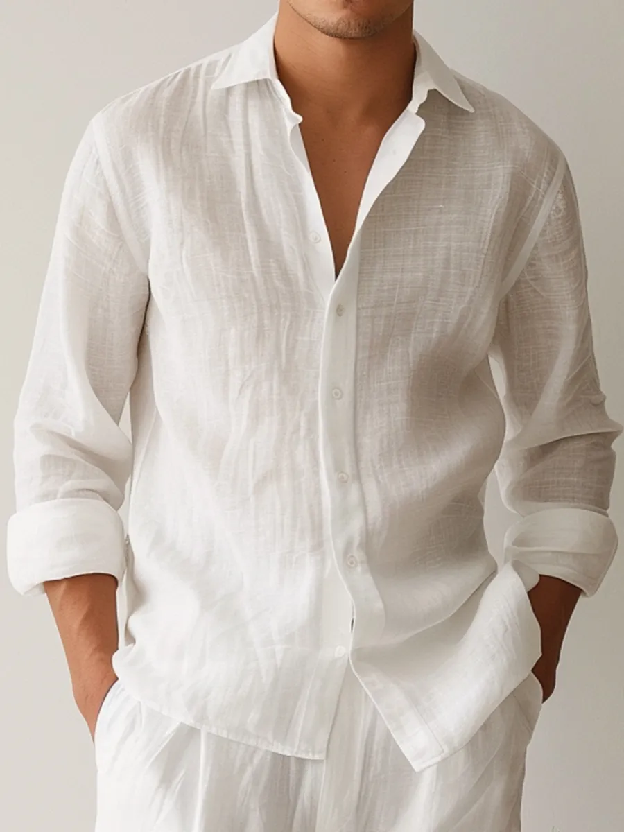 🍂 Early Fall Deal 49% OFF 🍂Men's Cotton-Linen Shirt Basics Solid Color Breathable Plus Size Shirts