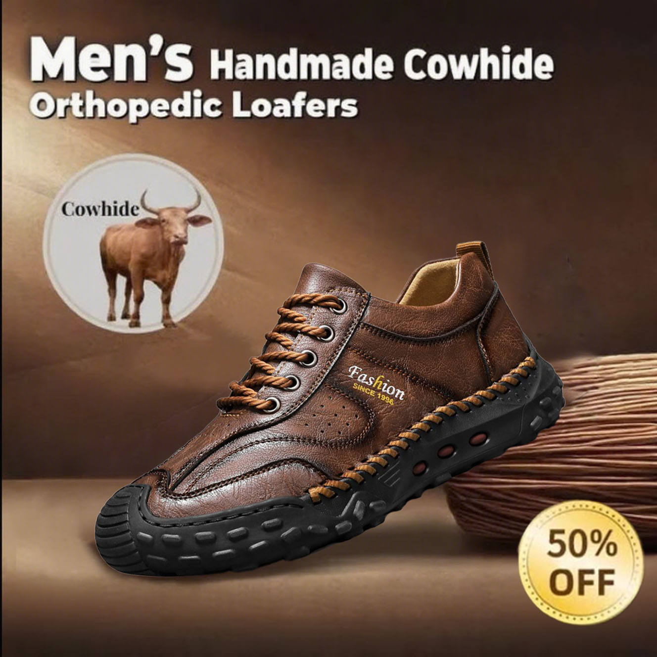 🔥Promotion - 50% OFF🔥Men's Handmade Genuine Leather Orthopedic Loafers with Arch Support