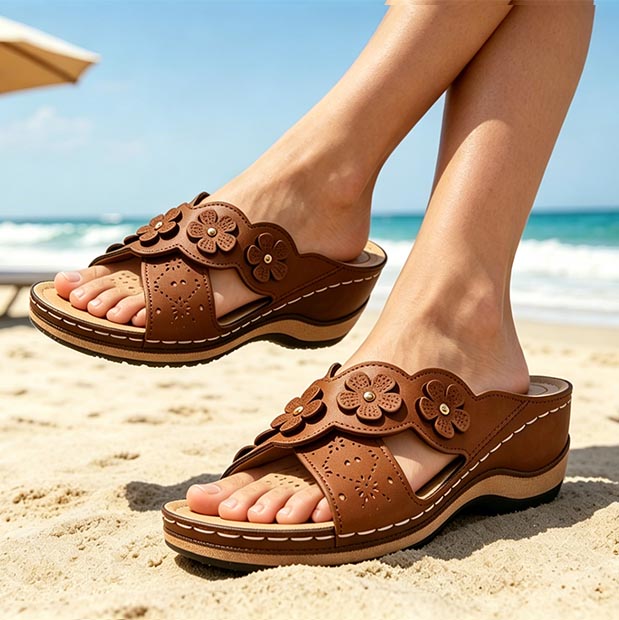 Womens Arch Support  Floral Vintage Wedge Sandals