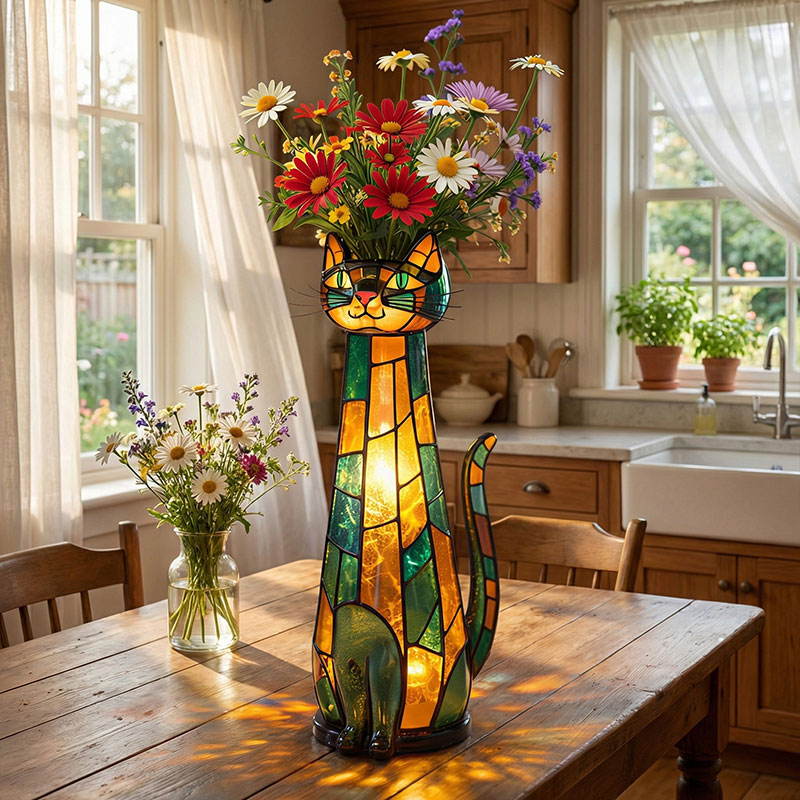💖🎁2026 Mother's Day Gifts 50% Off--🐱💐Cat Vase Lamp – A Warm Glow of Flowers, Light & Love