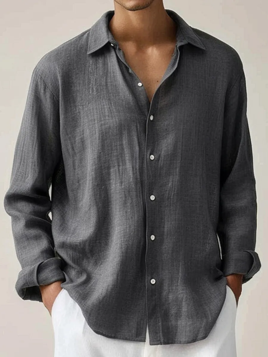 🍂 Early Fall Deal 49% OFF 🍂Men's Cotton-Linen Shirt Basics Solid Color Breathable Plus Size Shirts