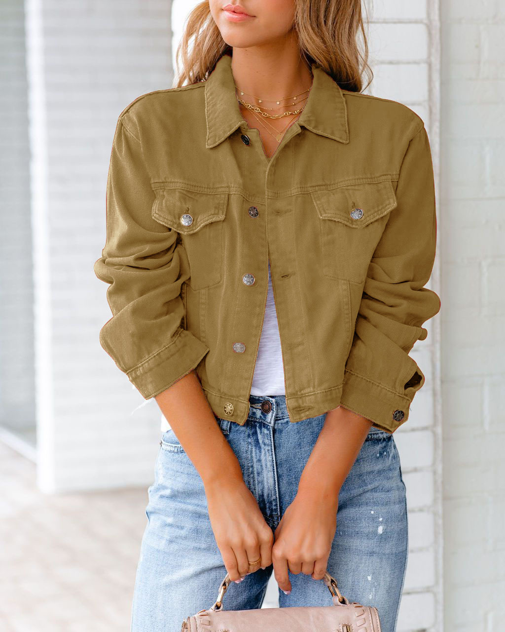 Women's denim long-sleeved shirt