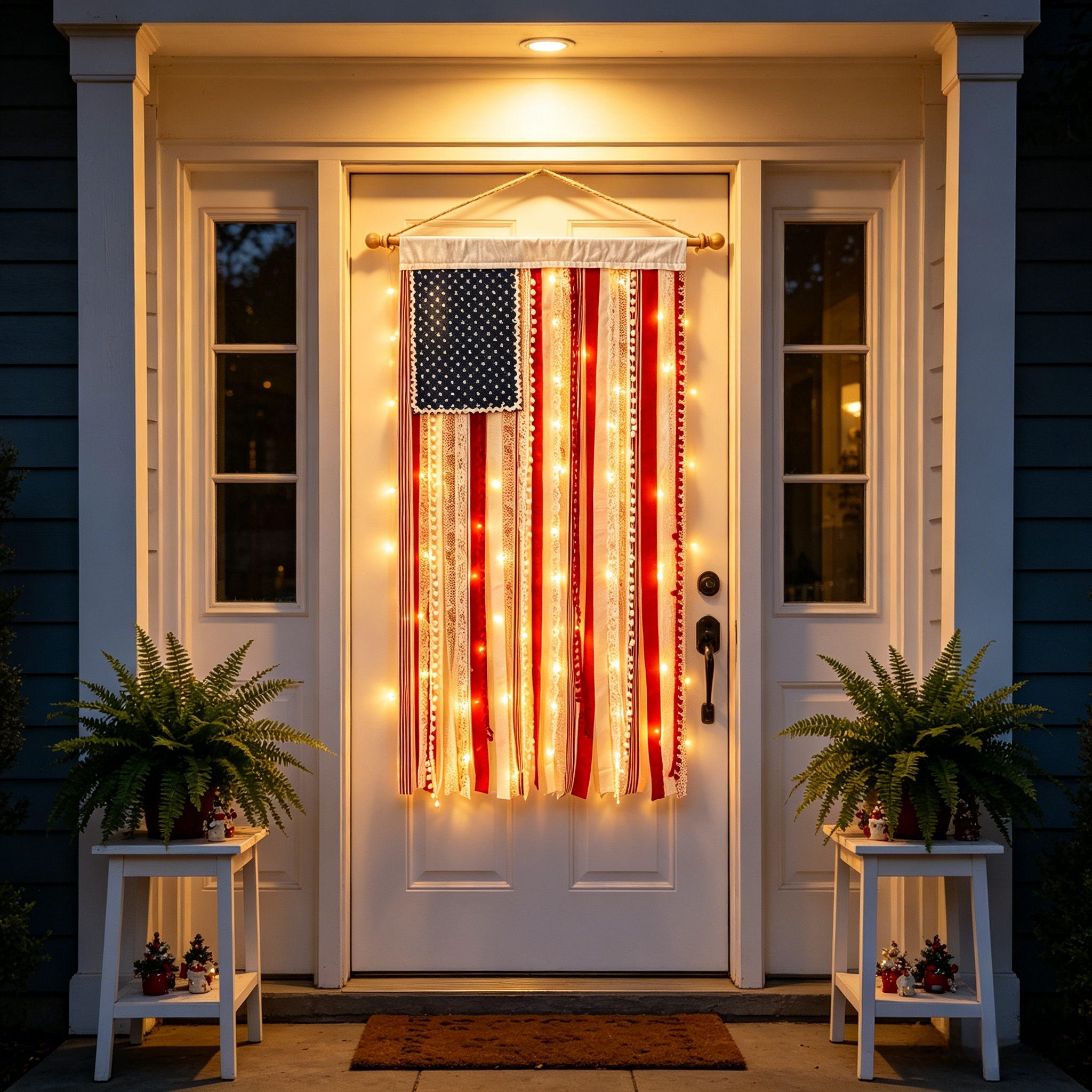 🇺🇸 Patriotic Rag Flag Banner That Glows After Sunset✨