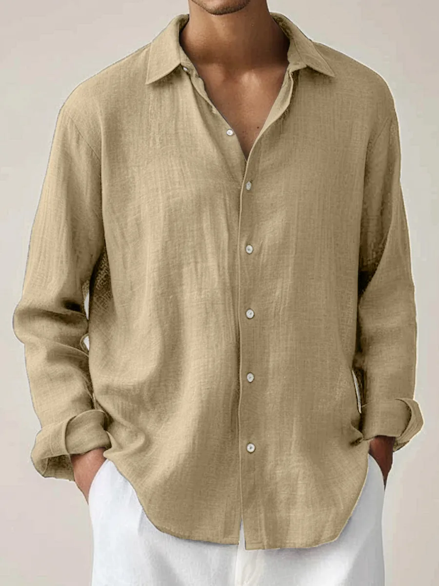 🍂 Early Fall Deal 49% OFF 🍂Men's Cotton-Linen Shirt Basics Solid Color Breathable Plus Size Shirts