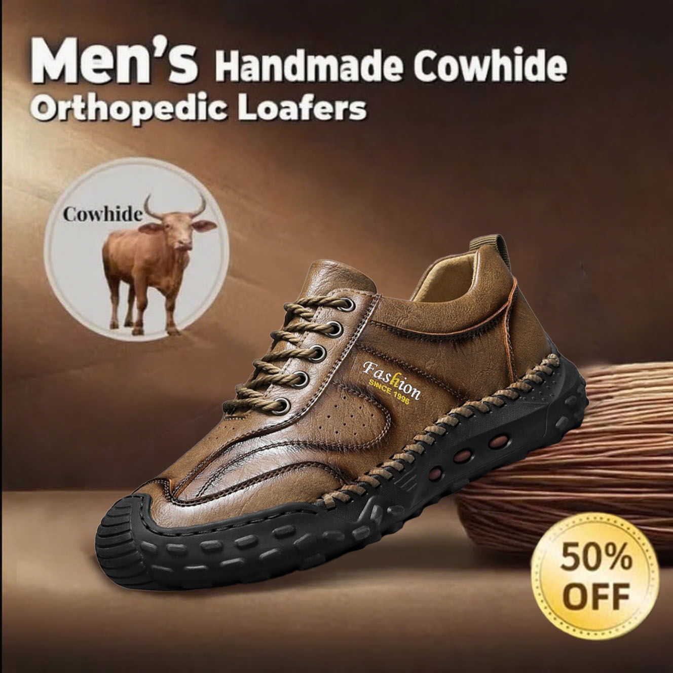 🔥Promotion - 50% OFF🔥Men's Handmade Genuine Leather Orthopedic Loafers with Arch Support