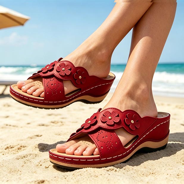 Womens Arch Support  Floral Vintage Wedge Sandals