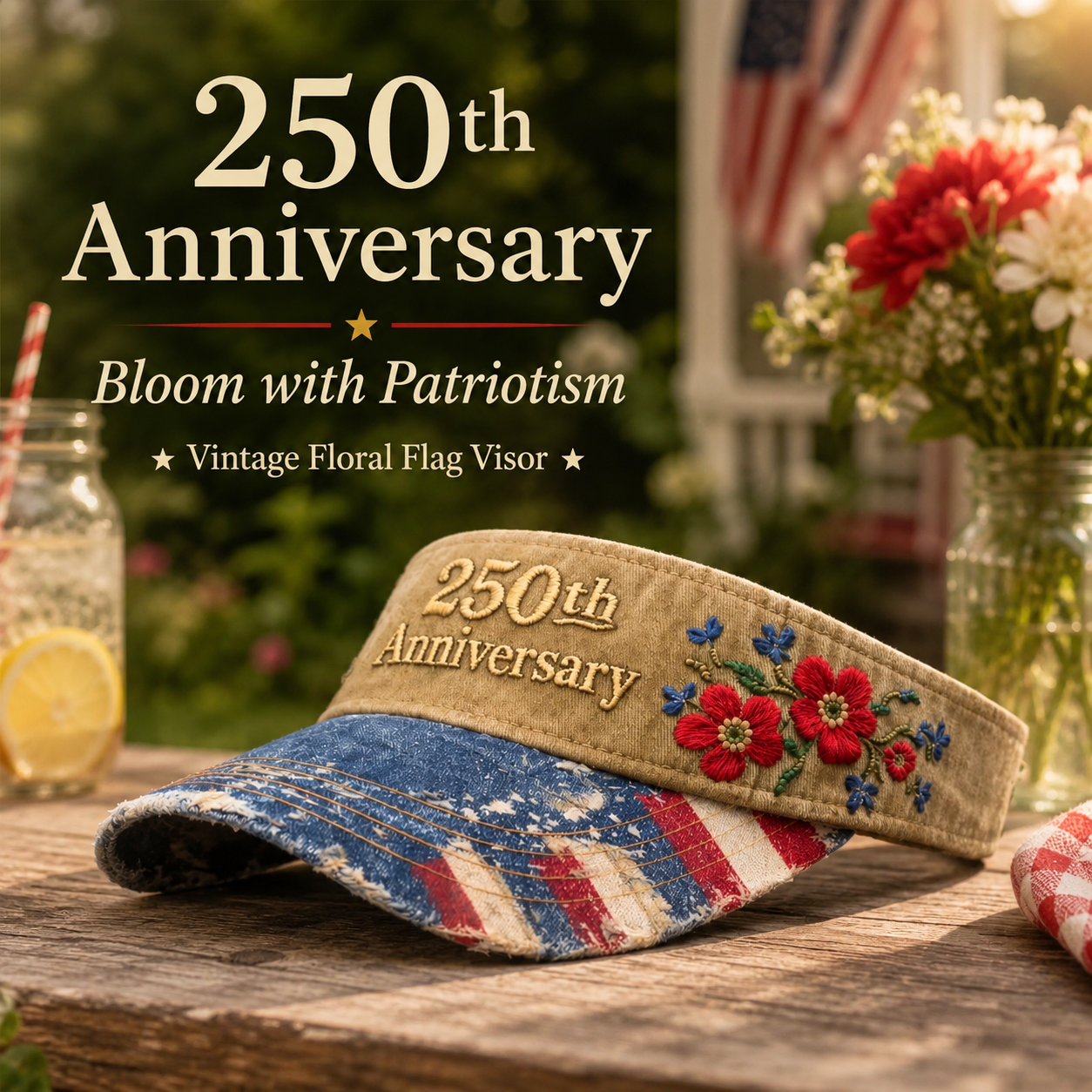 US 250th Anniversary Art Print Casual Tennis Cap