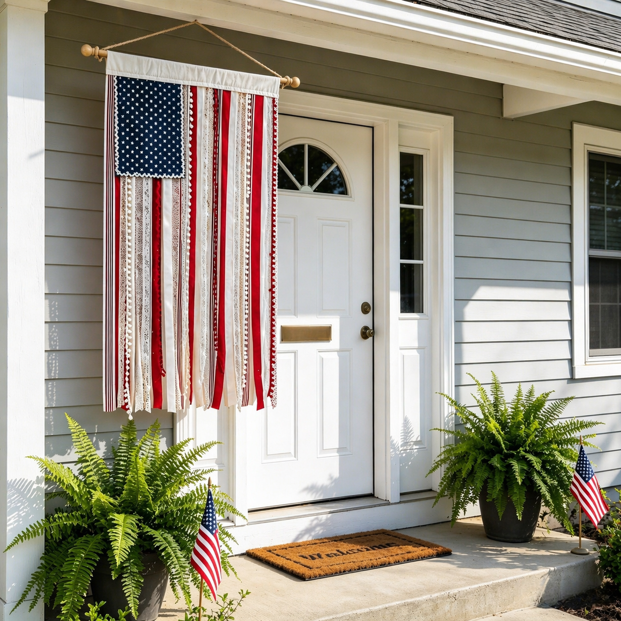 🇺🇸 Patriotic Rag Flag Banner That Glows After Sunset✨