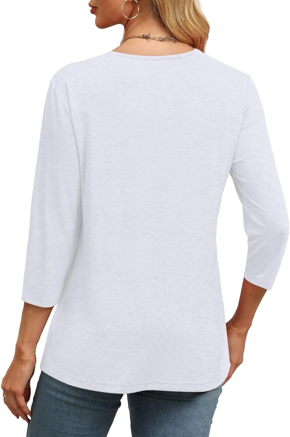 Women's V Neck 3/4 Long Sleeve Loose Fit Tops