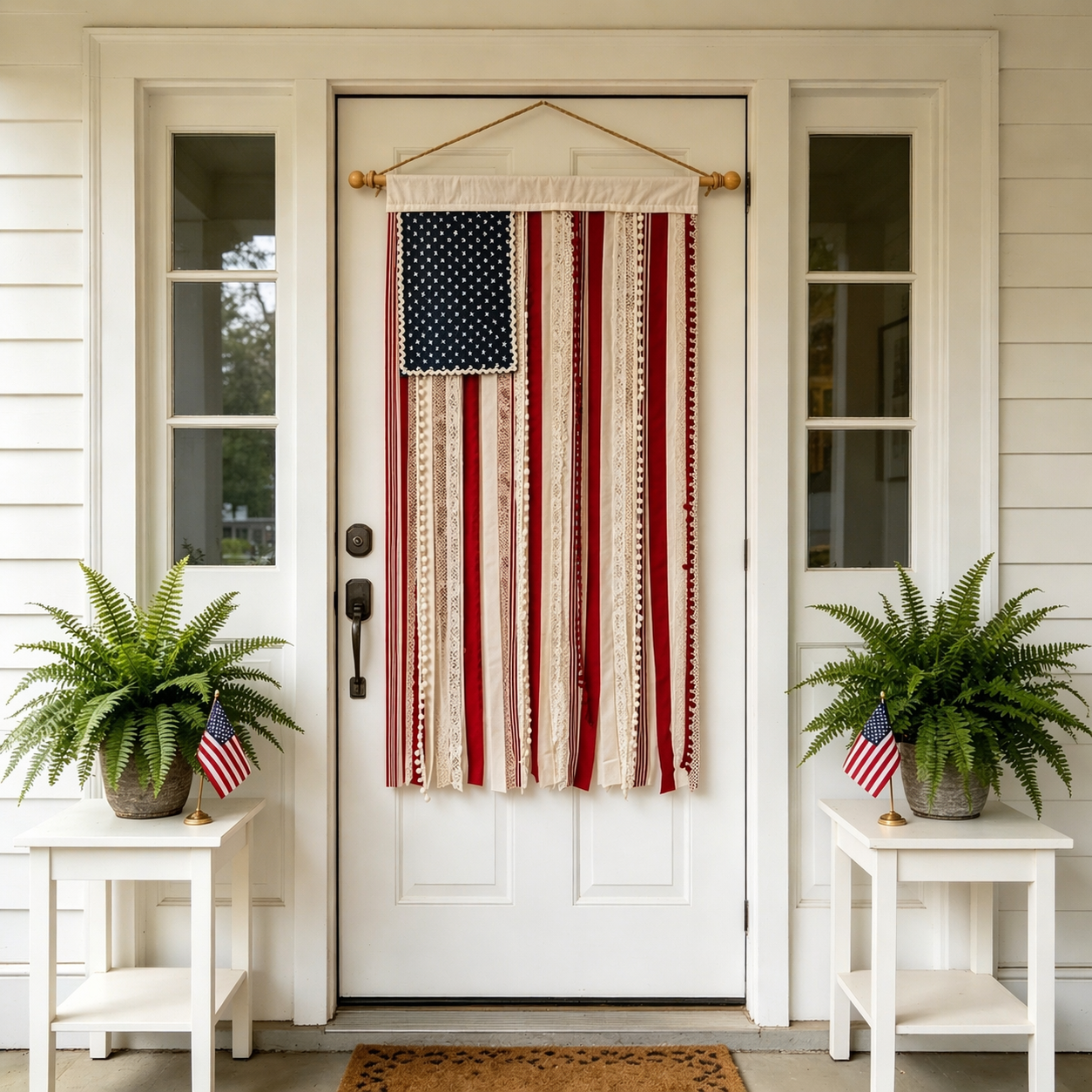 🇺🇸 Patriotic Rag Flag Banner That Glows After Sunset✨