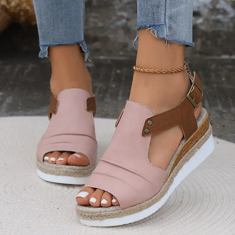 🔥Last day 70% off 🔥Women's Thick-Soled Buckle Wedge Sandals