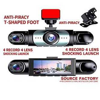 Kosmooy™4-Channel 360° Dash Cam | Full Car Surround Security Camera🚗