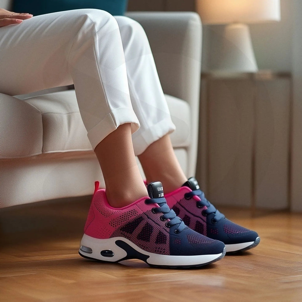 Women's Orthopedic Mesh Athletic Sneakers - Gradient Color & Air Cushion Sole