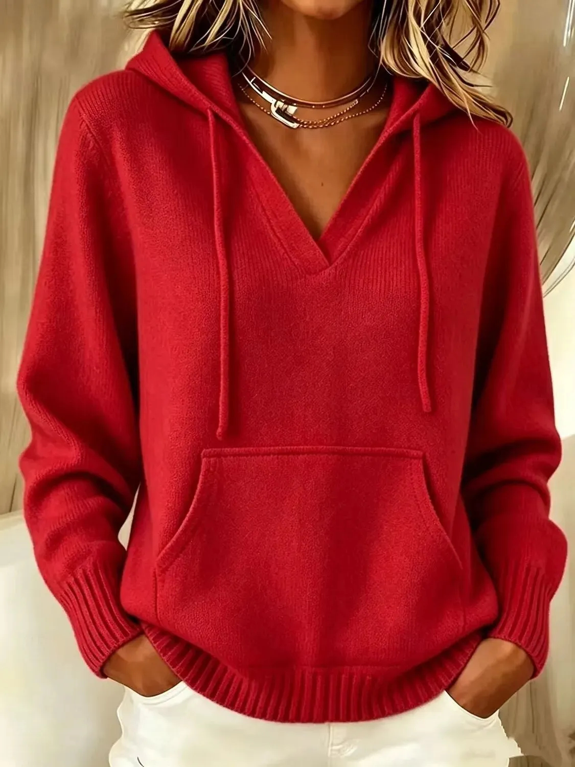 50% OFF Today🔥— Women's Cozy Knit Hooded Pullover