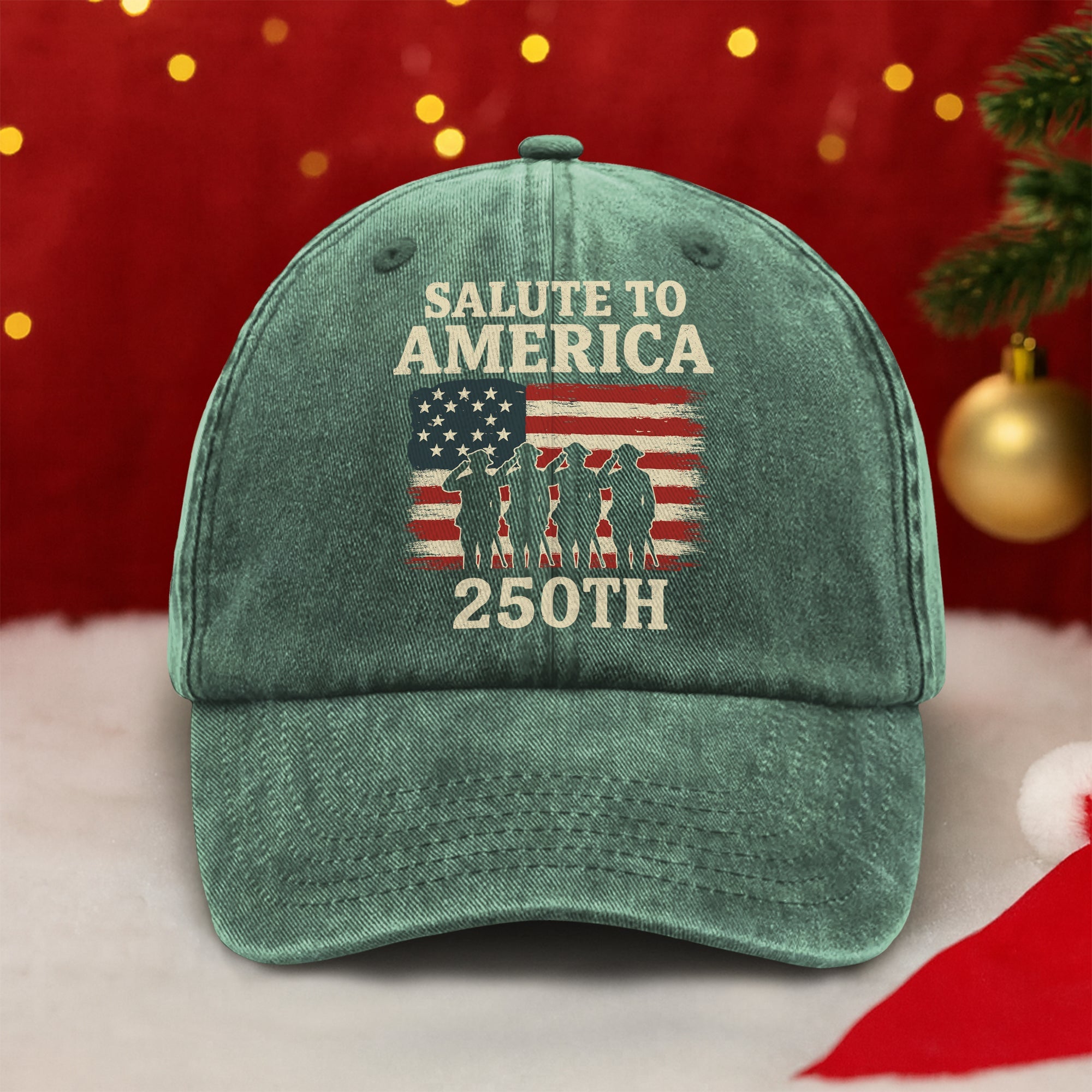 Salute To America 250th Veteran Washed Denim Baseball Cap Happy America 250 Gifts