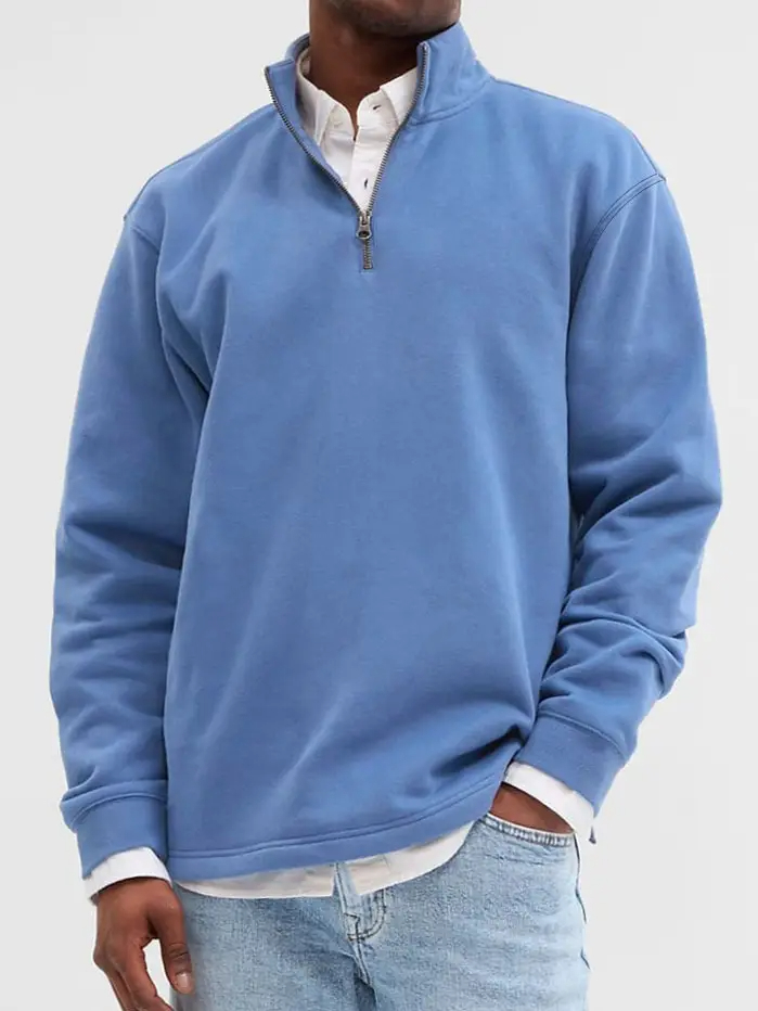 Men's simple everyday zipper comfortable stand collar sweatshirt