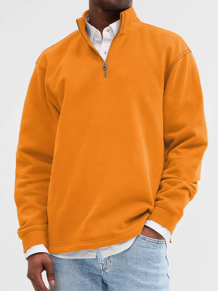 Men's simple everyday zipper comfortable stand collar sweatshirt