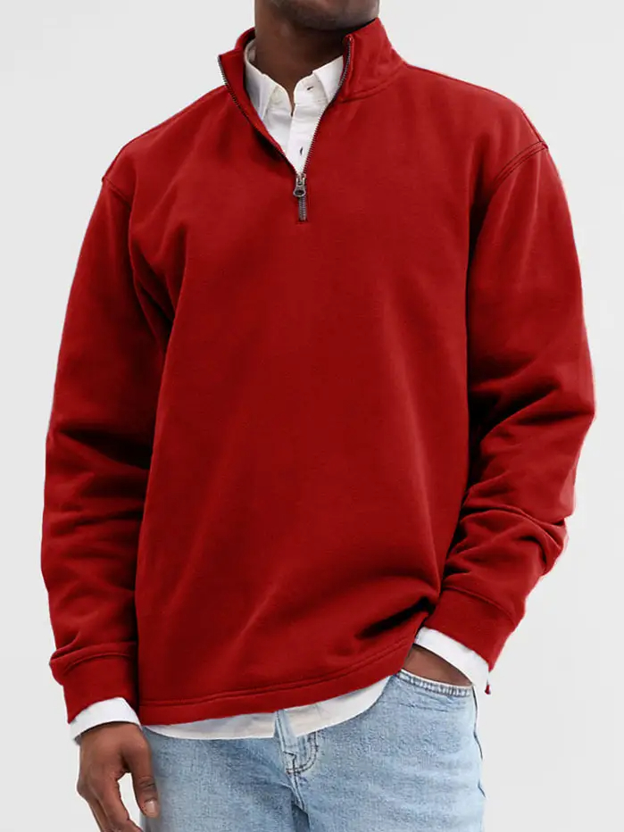 Men's simple everyday zipper comfortable stand collar sweatshirt