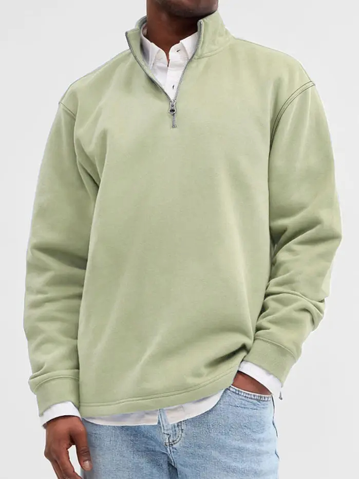 Men's simple everyday zipper comfortable stand collar sweatshirt