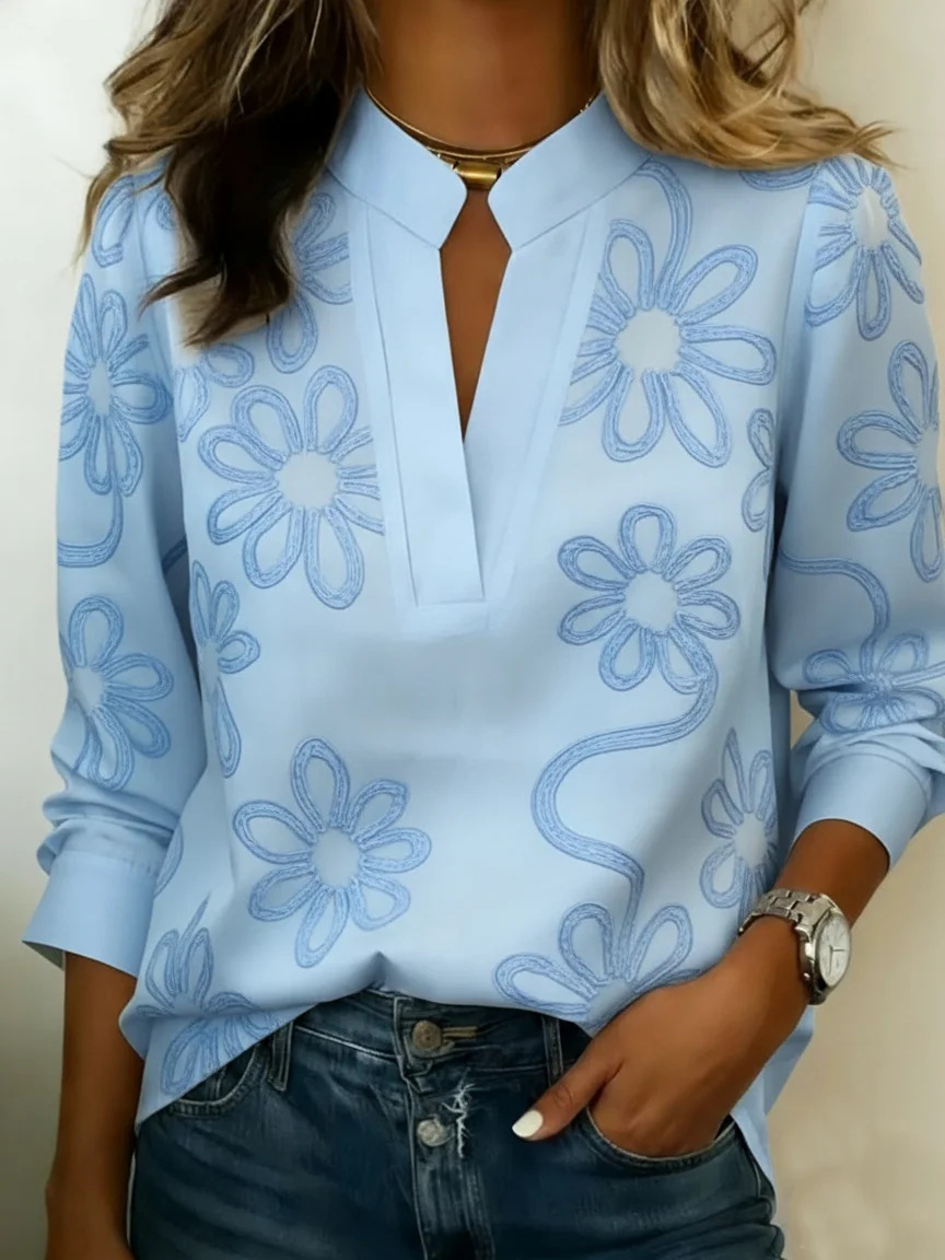 Minimalist V-neck Cotton Shirt Top