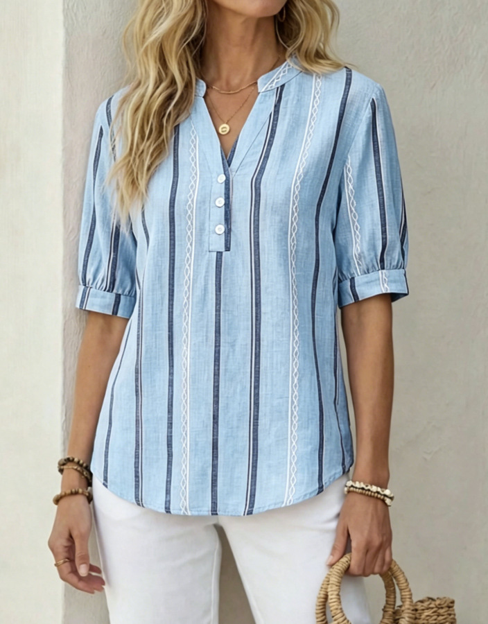 ❤Beautiful and comfortable, women's cotton and linen short-sleeved T-shirt