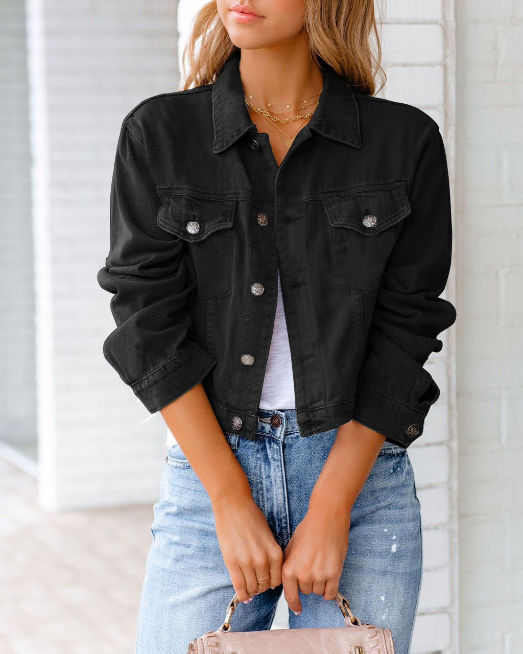Women's denim long-sleeved shirt