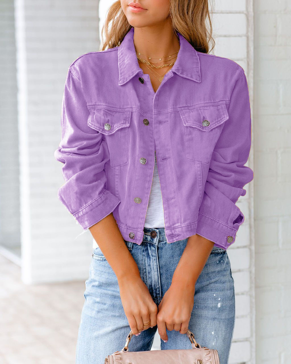 Women's denim long-sleeved shirt