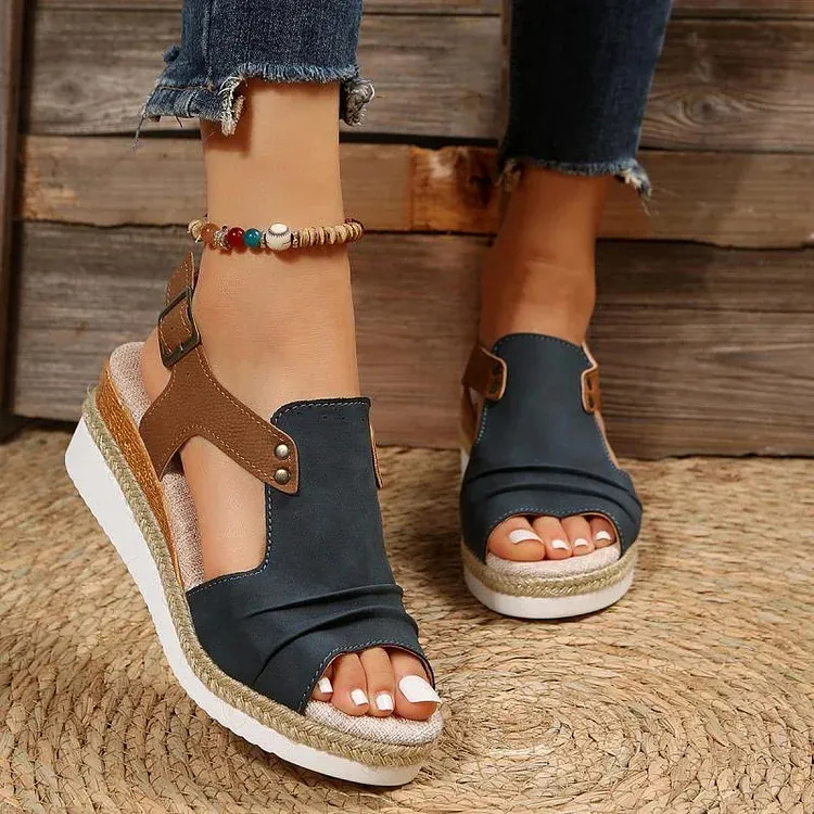 🔥Last day 70% off 🔥Women's Thick-Soled Buckle Wedge Sandals