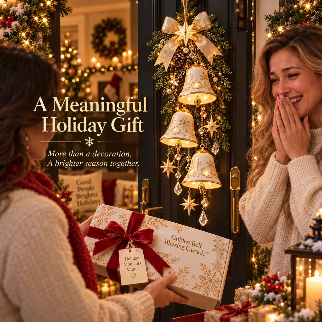 Golden Bell Blessing Cascade presented as a Christmas gift