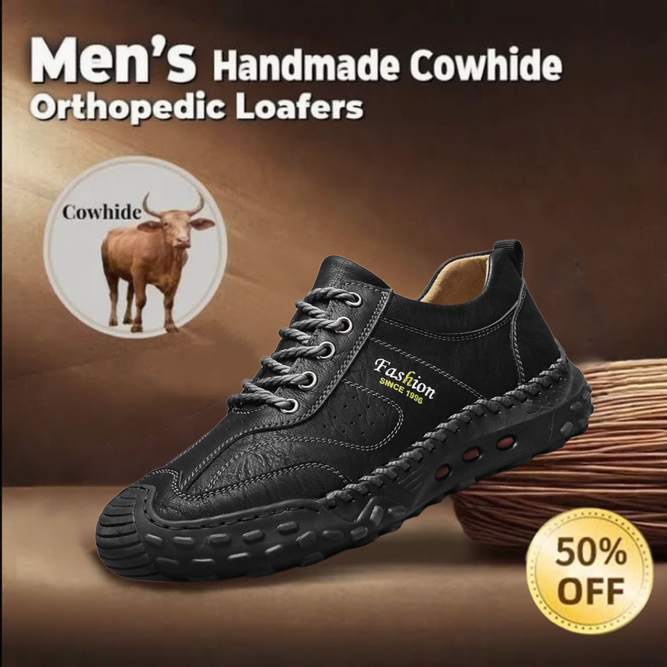 🔥Promotion - 50% OFF🔥Men's Handmade Genuine Leather Orthopedic Loafers with Arch Support