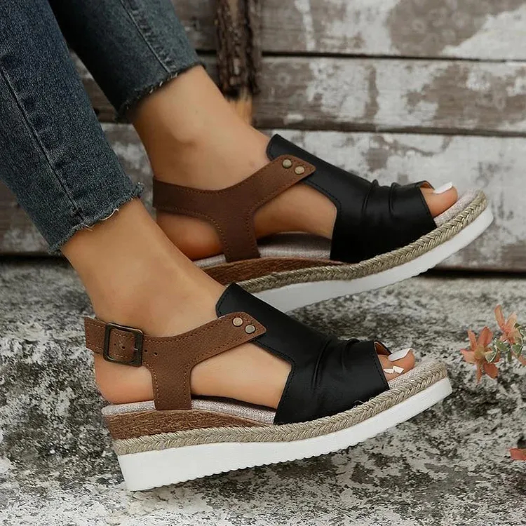 🔥Last day 70% off 🔥Women's Thick-Soled Buckle Wedge Sandals