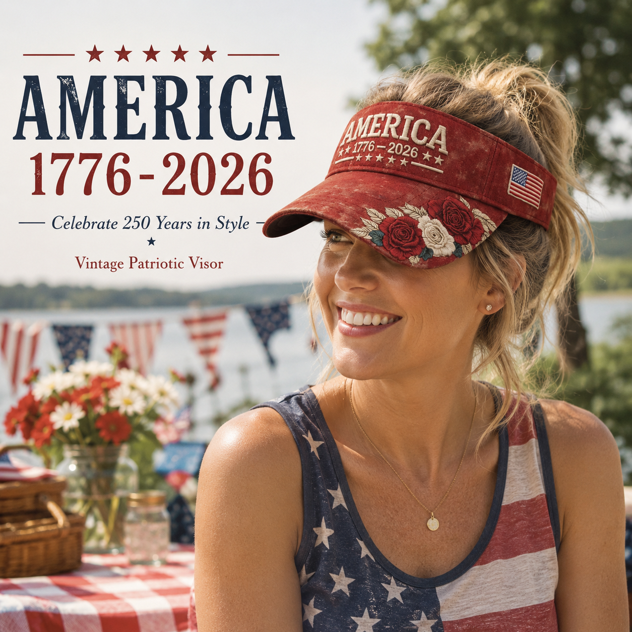 US 250th Anniversary Art Print Casual Tennis Cap