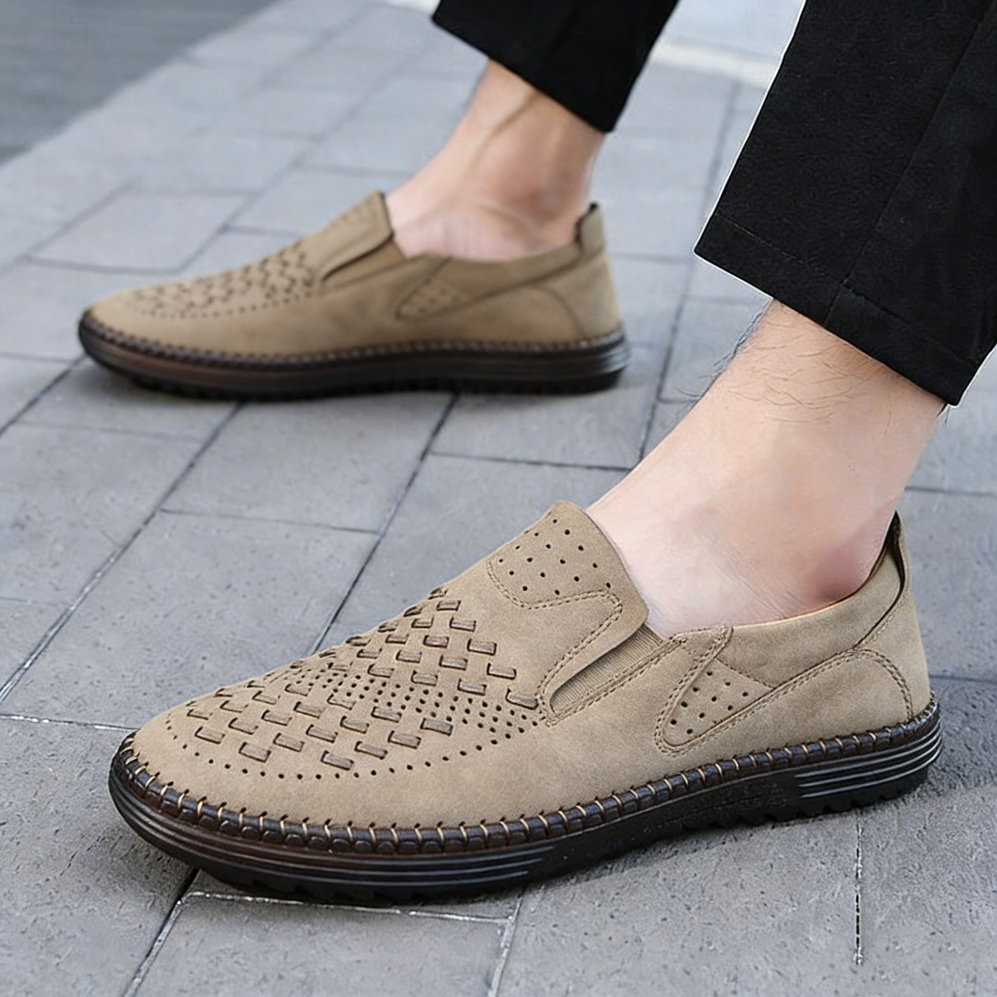 Last day for 50% off! 🔥⏱️ Christmas Sale ⏱️🔥 Men's Hollowed-out, Breathable, Hand-stitched Casual Shoes