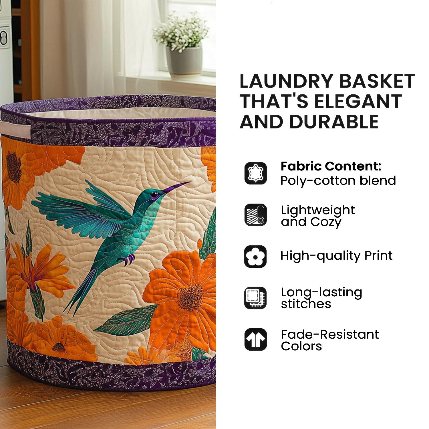 Mushroom Garden Quilted Laundry Basket GFTONT5798