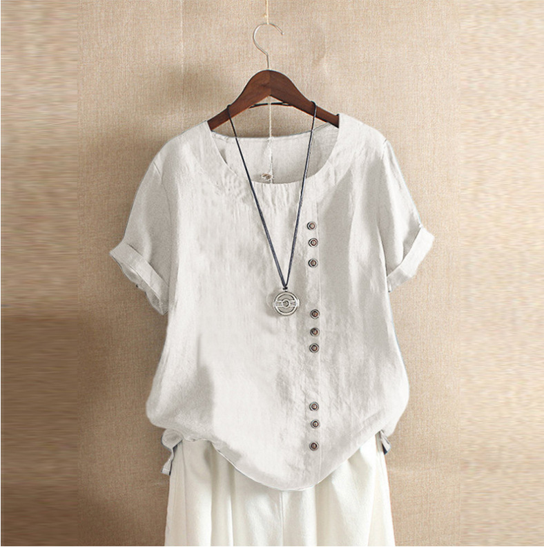 2025 Summer Retro Solid Color Tops